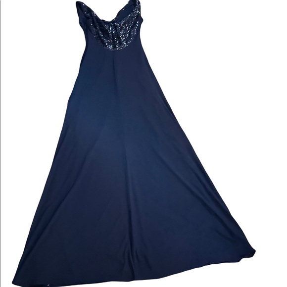 Betsy & Adam navy blue GOWN with sequins Size 6 - Picture 8 of 8